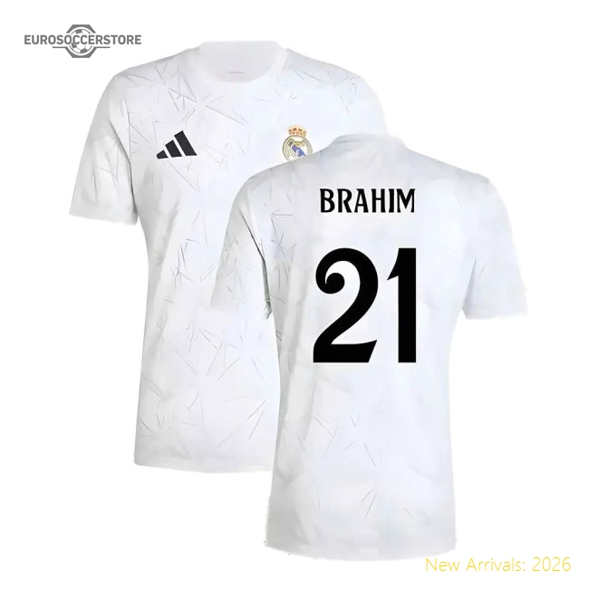Authentic 2024-2025 Real Madrid Pre-Match Shirt (White) (Brahim 21)