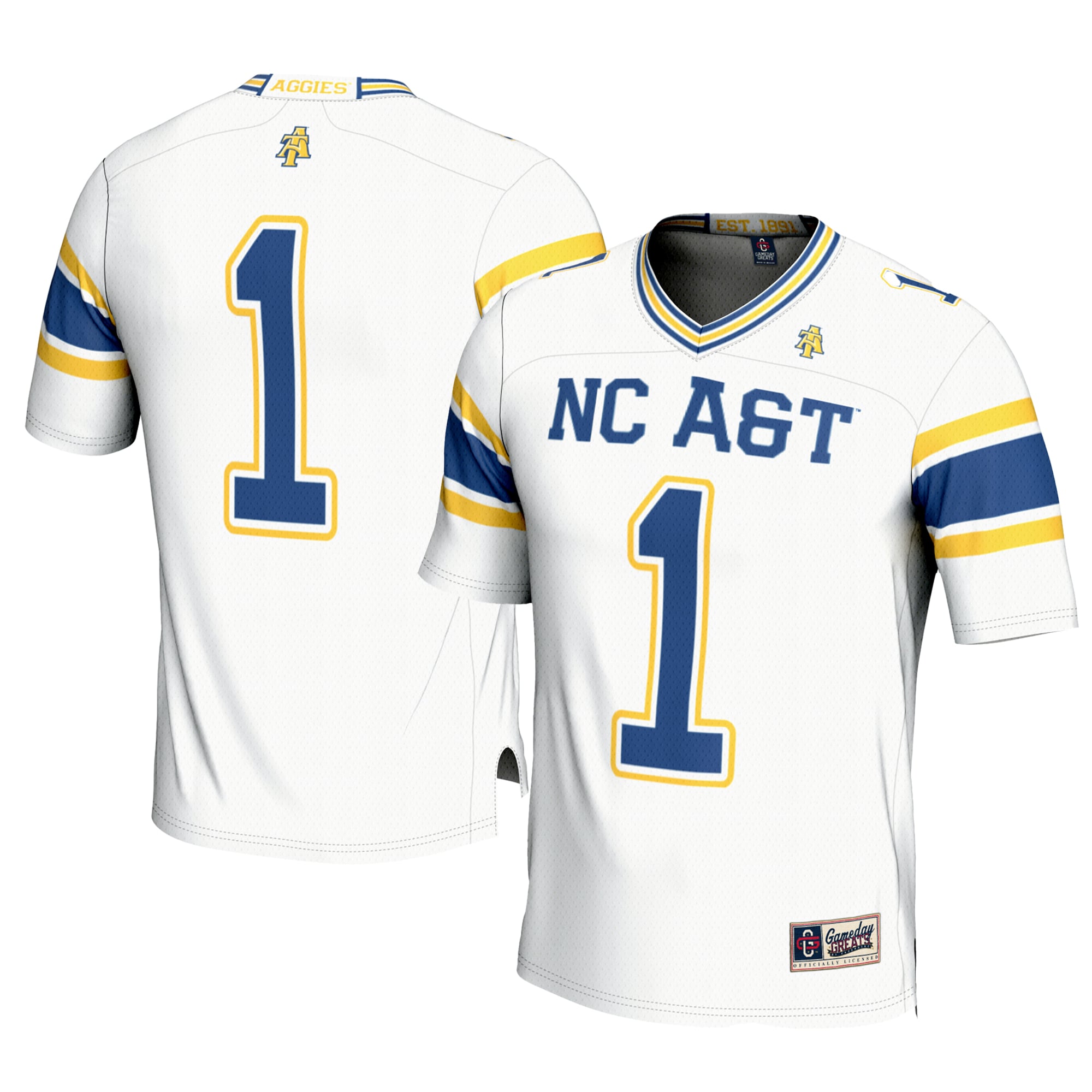 Men's #1 White North Carolina A&T Aggies Football Jersey