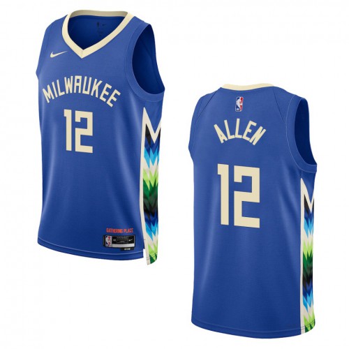 MIL Gray Nike M. Bucks #12 NBA Jersey Basketball Jersey Game Day Wear