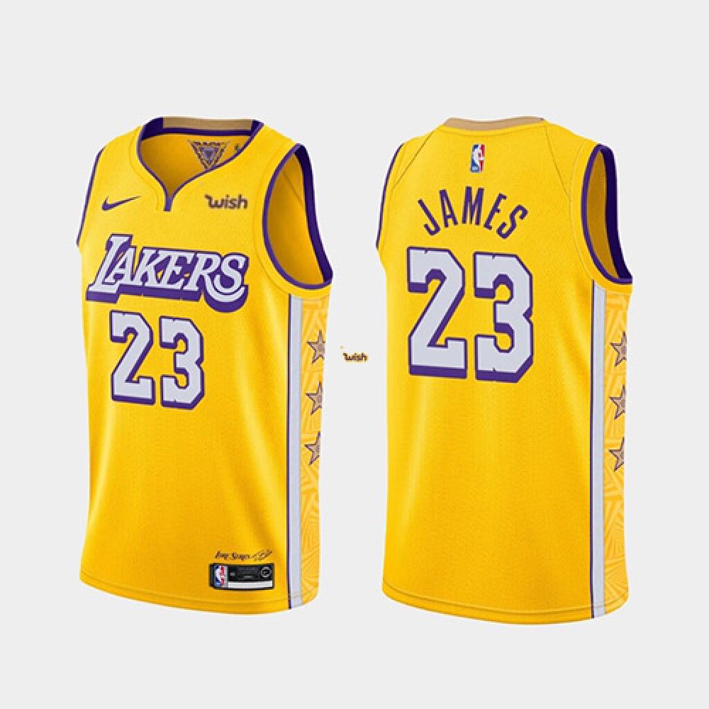 Game Day Affordable Men's Lakers #23 LeBron Yellow Basketball Jersey