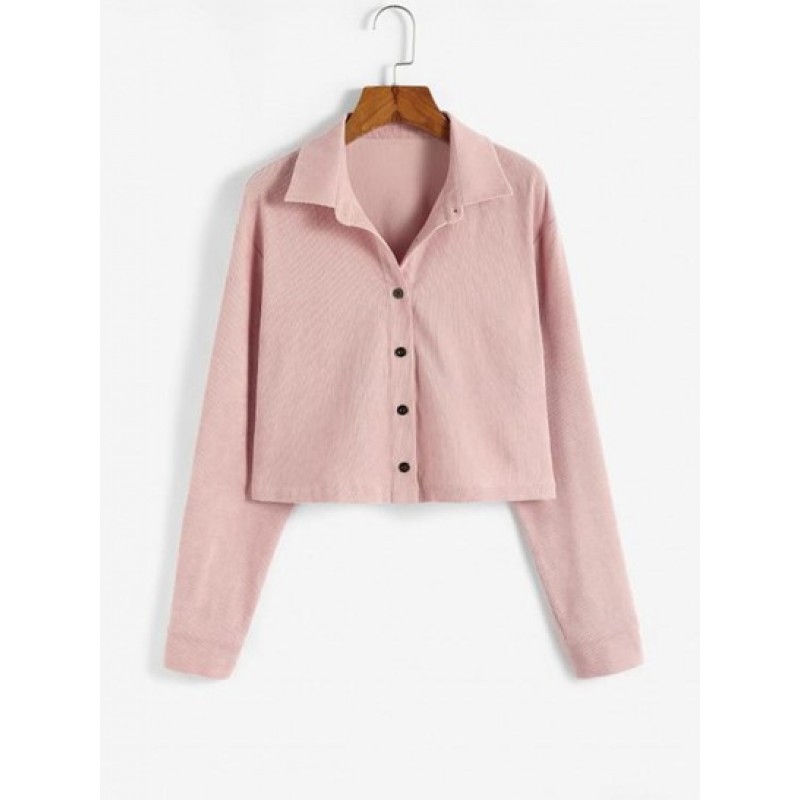 Button Up Solid Corduroy Shirt RG6347