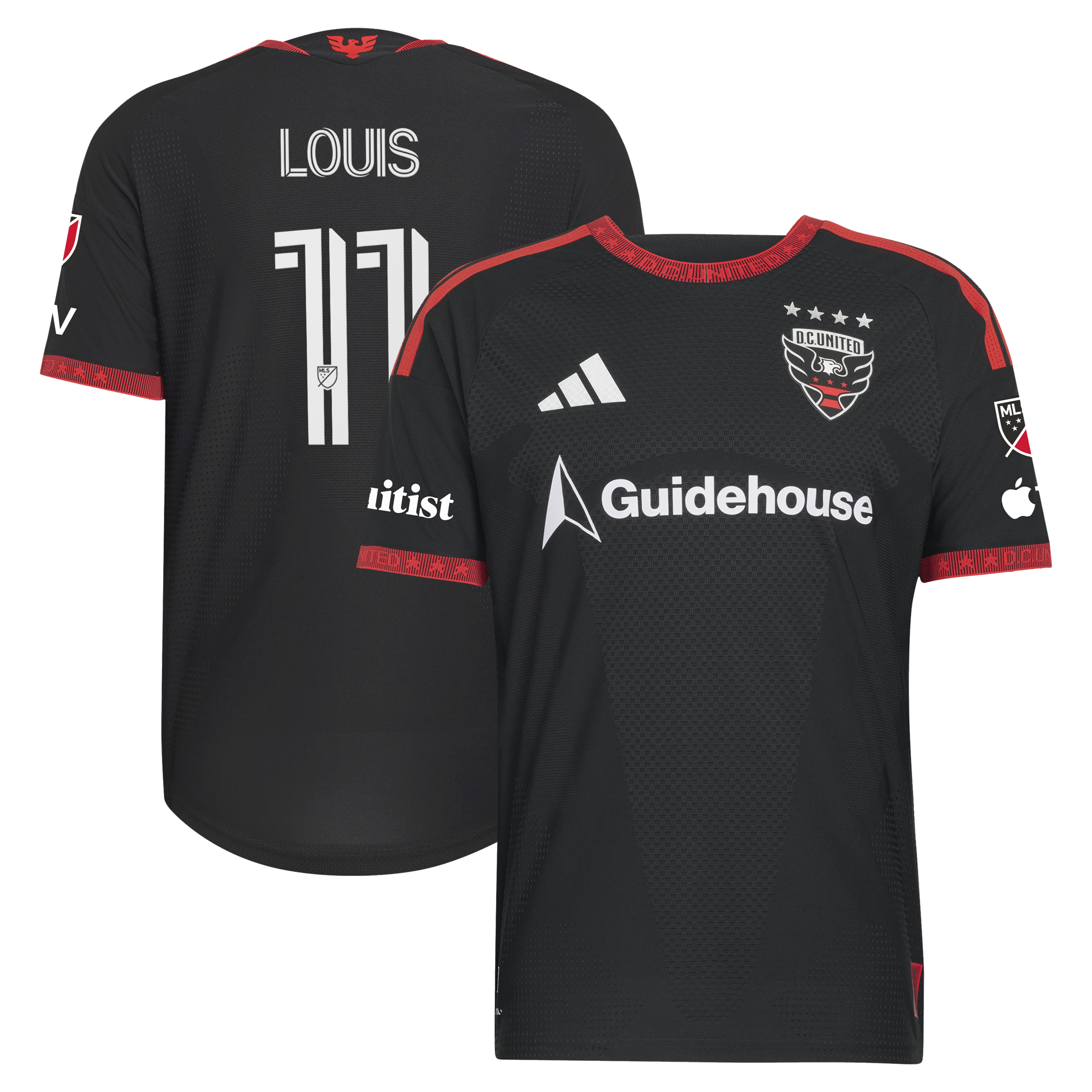 [SJH] Louis Munteanu D.C. United 2026 Black-and-Red Kit On-Field Authentic Patch Jersey - Black