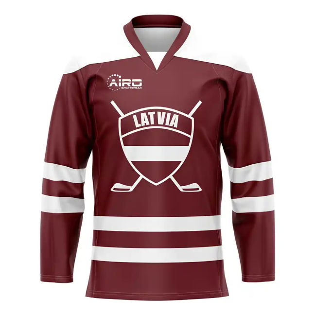 Latvia Home Ice Hockey Shirt Premium Worldcup Netherlands