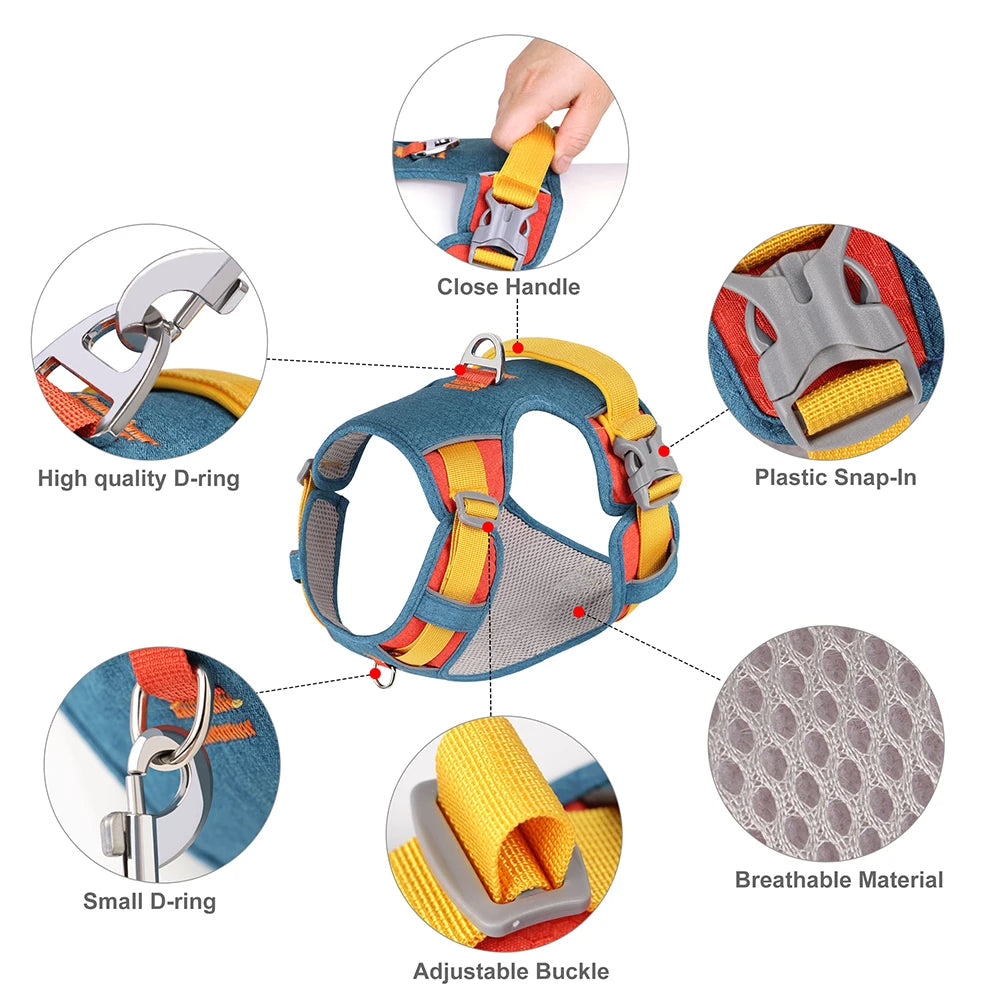 PupBright No Pull Frenchie Reflective Harness