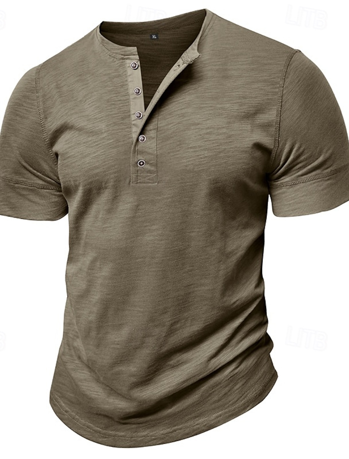 100% Cotton Men's Henley Shirt Tee Short Sleeve Solid Color Plain