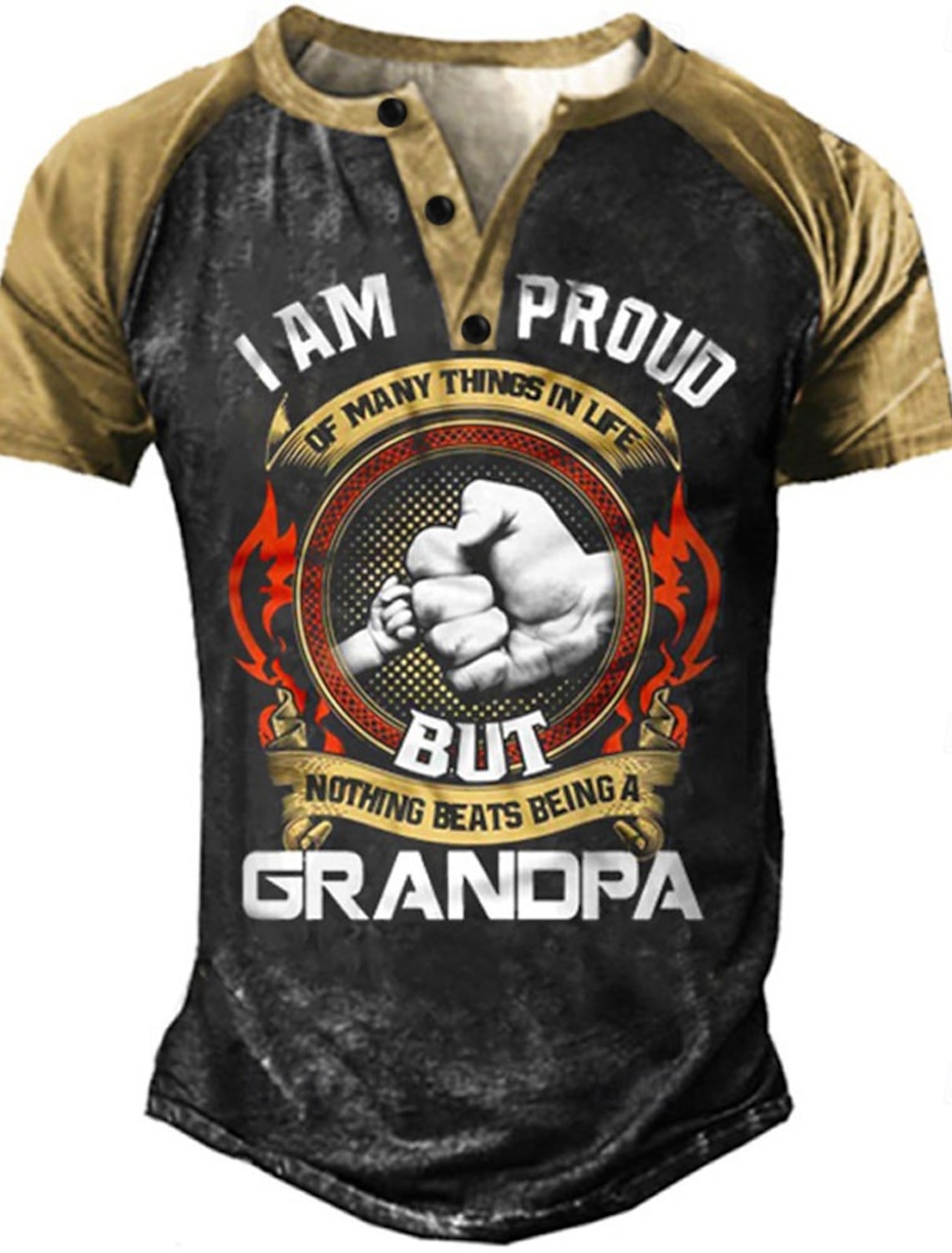 Mens Grandpa Graphic Henley T-Shirt, 'Nothing Beats Being A Grandpa'