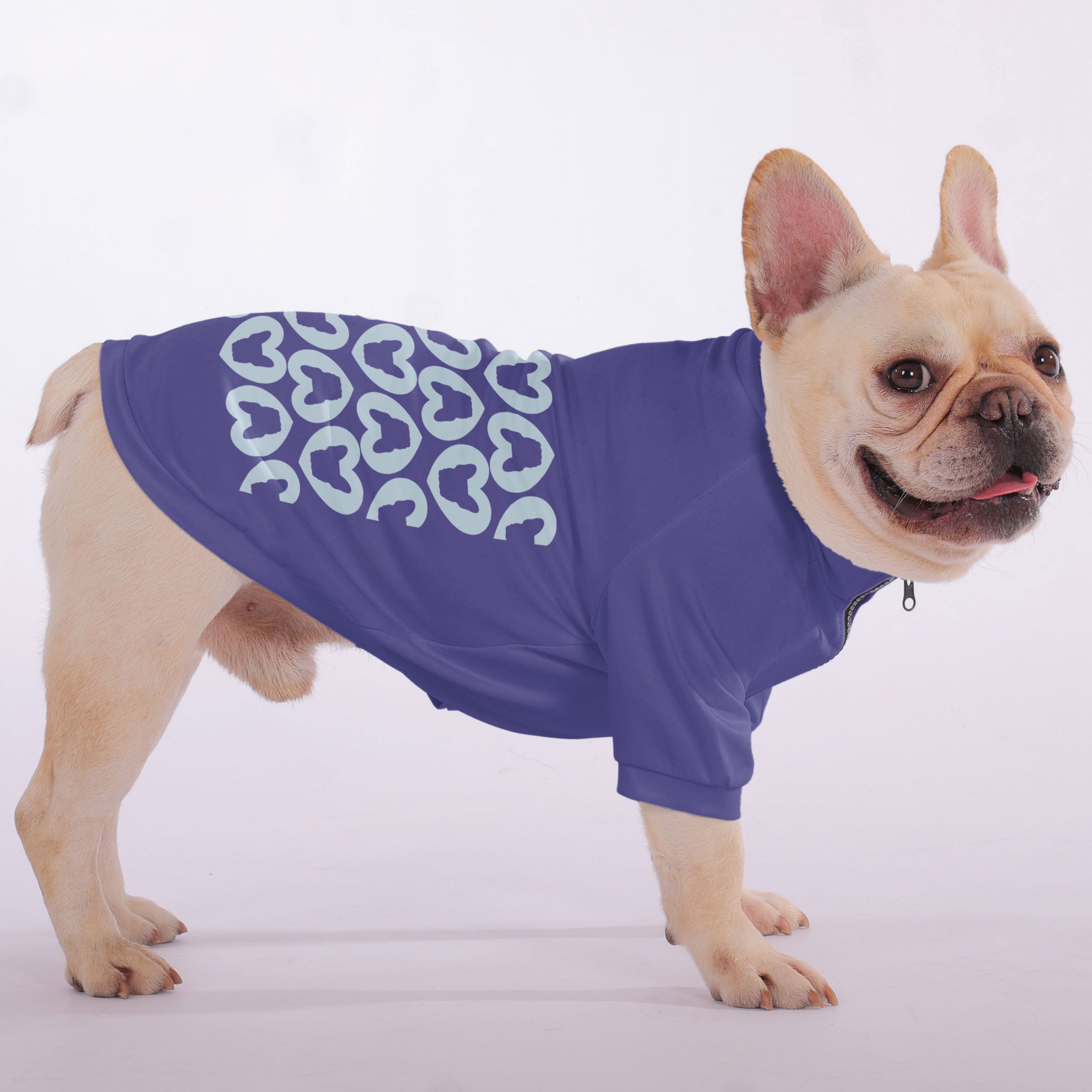 - Premium Snuggly Zip-up Sweatshirt For French Bulldogs Indoor Comfort