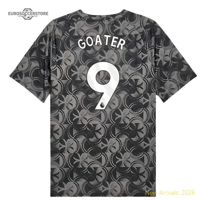 2025-2026 Man City Warm Up Jersey (Black) (Goater 9)