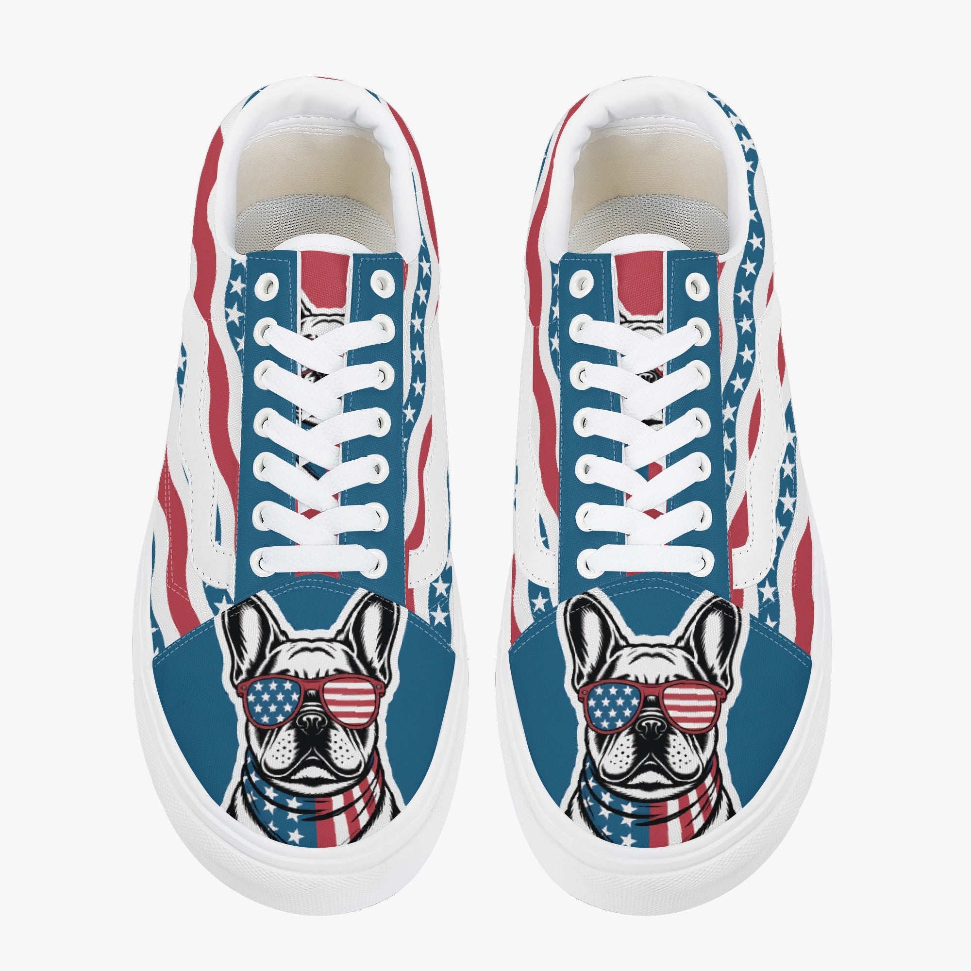 French Bulldog Lover Mookie Trendy Low Top Canvas Sneakers Casual Footwear