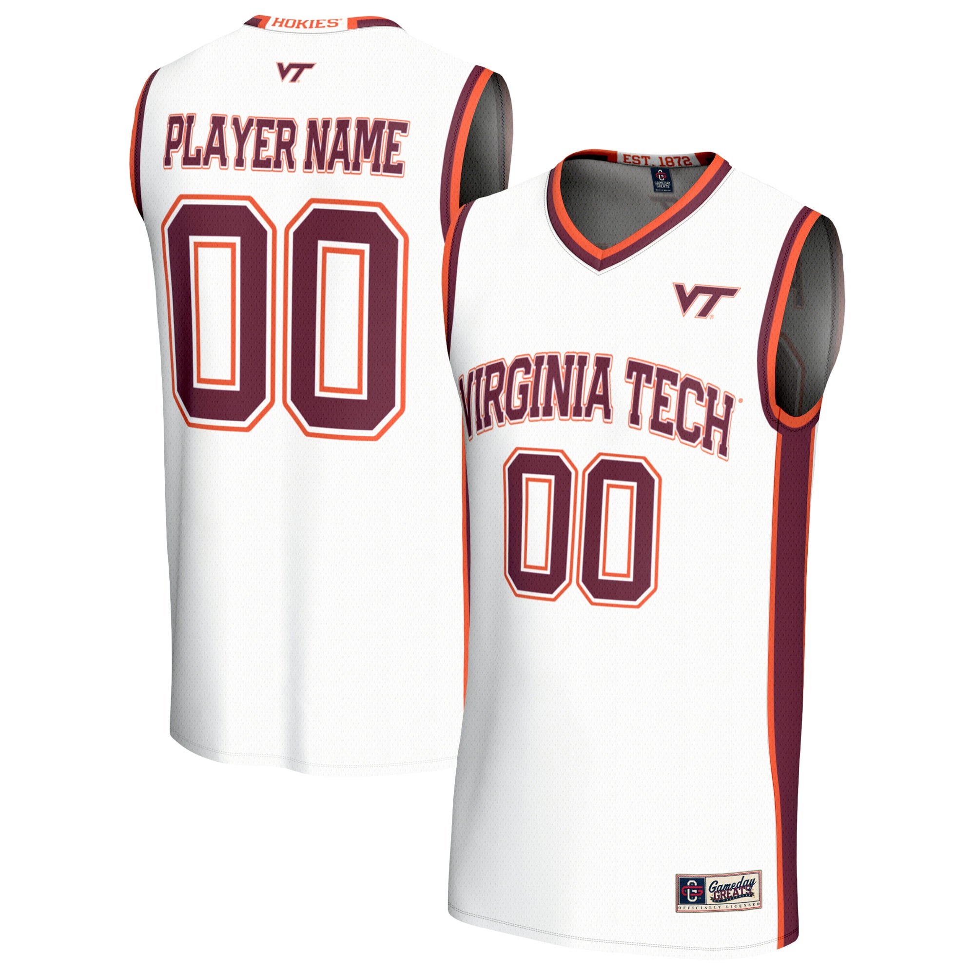 [NJP] Virginia Tech Hokies GameDay Greats Youth Lightweight Collegiate Men's Basketball NIL Pick-A-Player Fashion Jersey - White