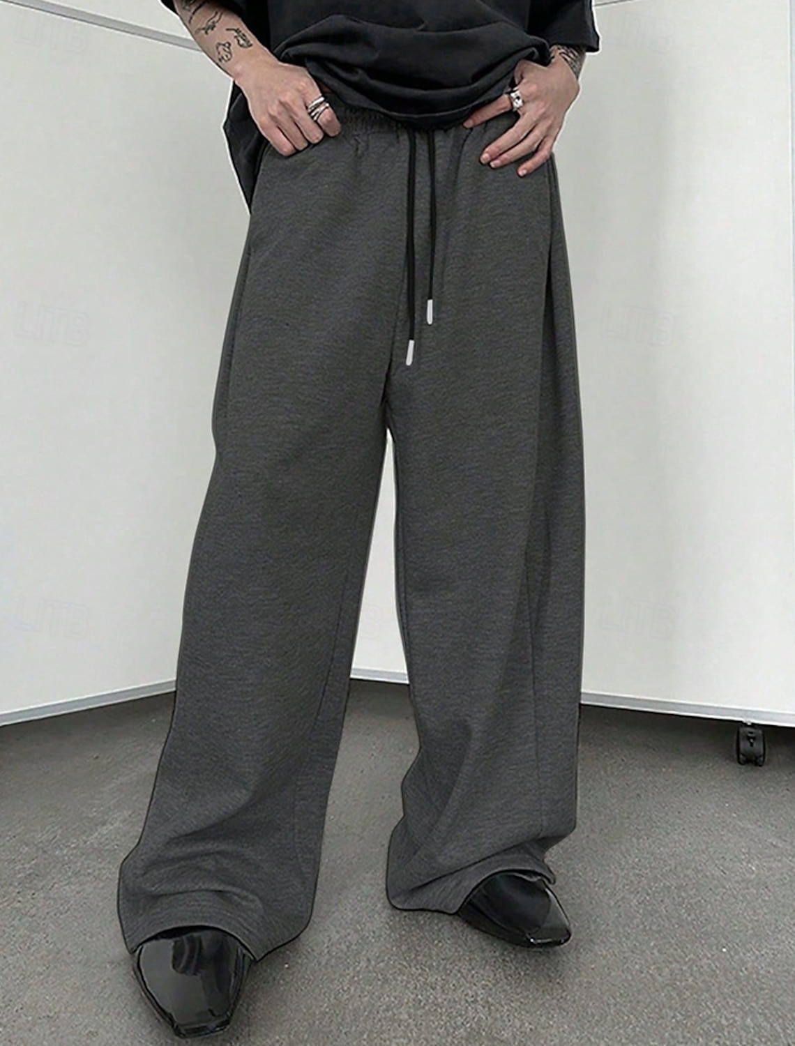 Men's Sweatpants Trousers Straight Leg Drawstring Pocket Elastic Wa #3