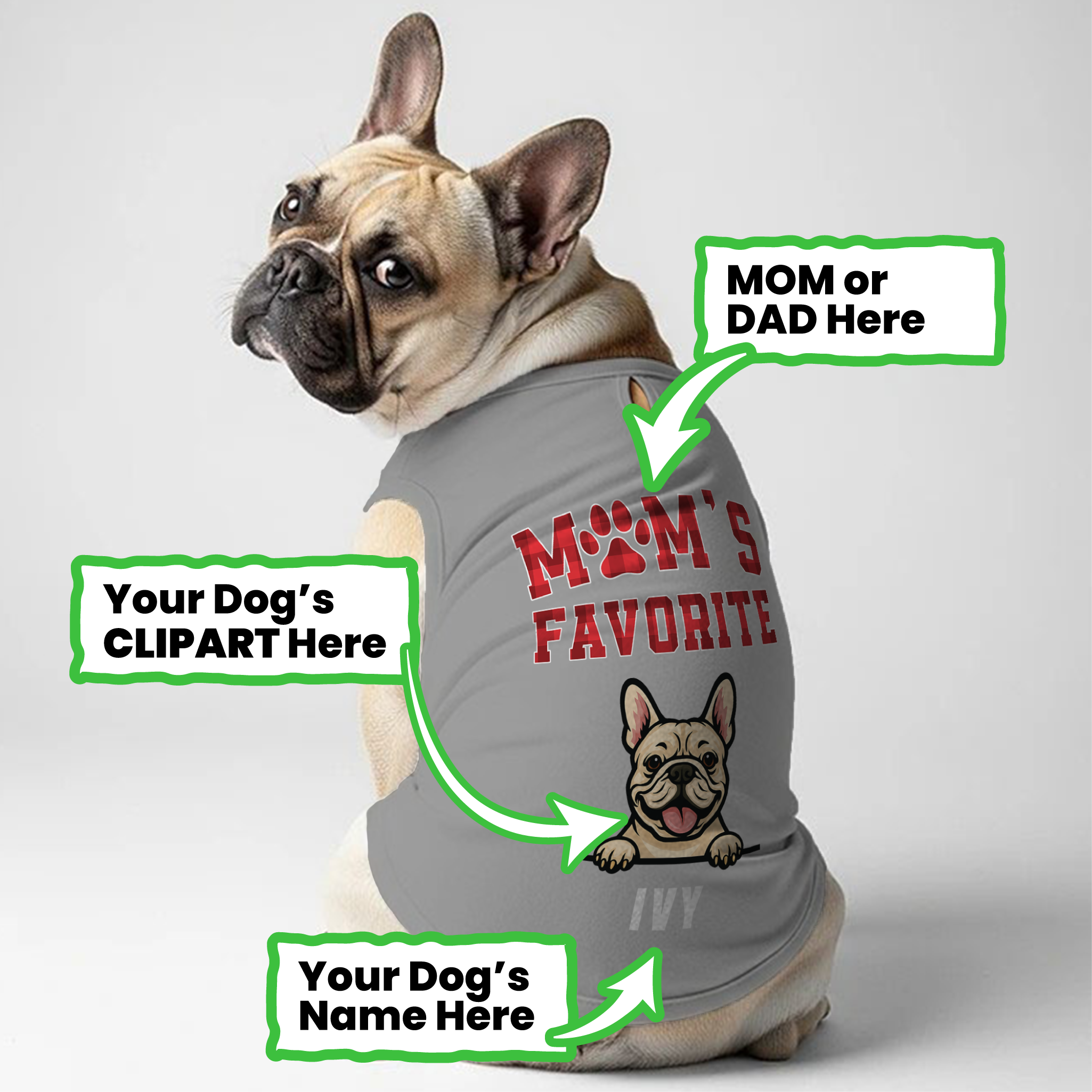 Mom's Favorite - Personalized Frenchie Shirt | Custom Dog T-Shirt for French Bulldogs