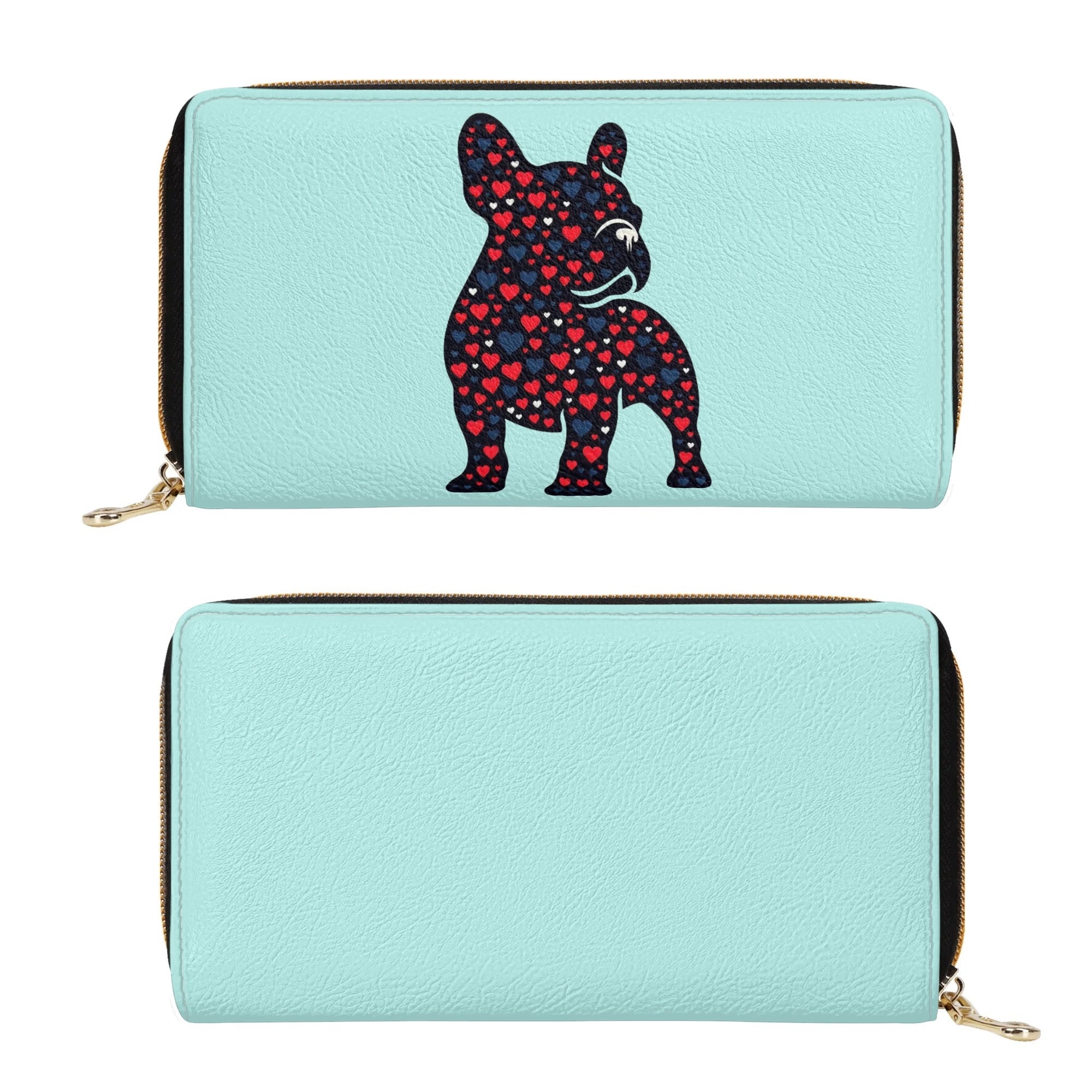 French Bulldog Ginger Leather Zipper Wallet Frenchie Pet Item