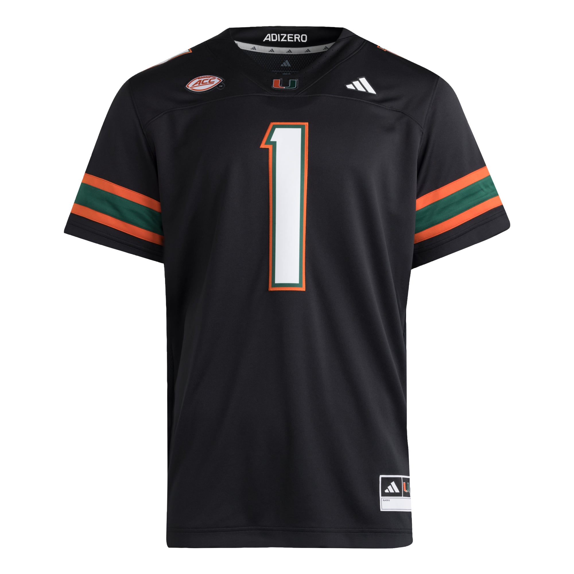 #1 Miami Hurricanes adidas Premier Jersey - Black