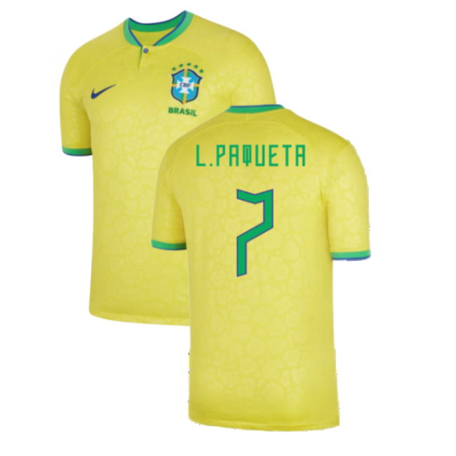 Player 2022-2023 Brazil Home Shirt (L.Paqueta 7) Performance
