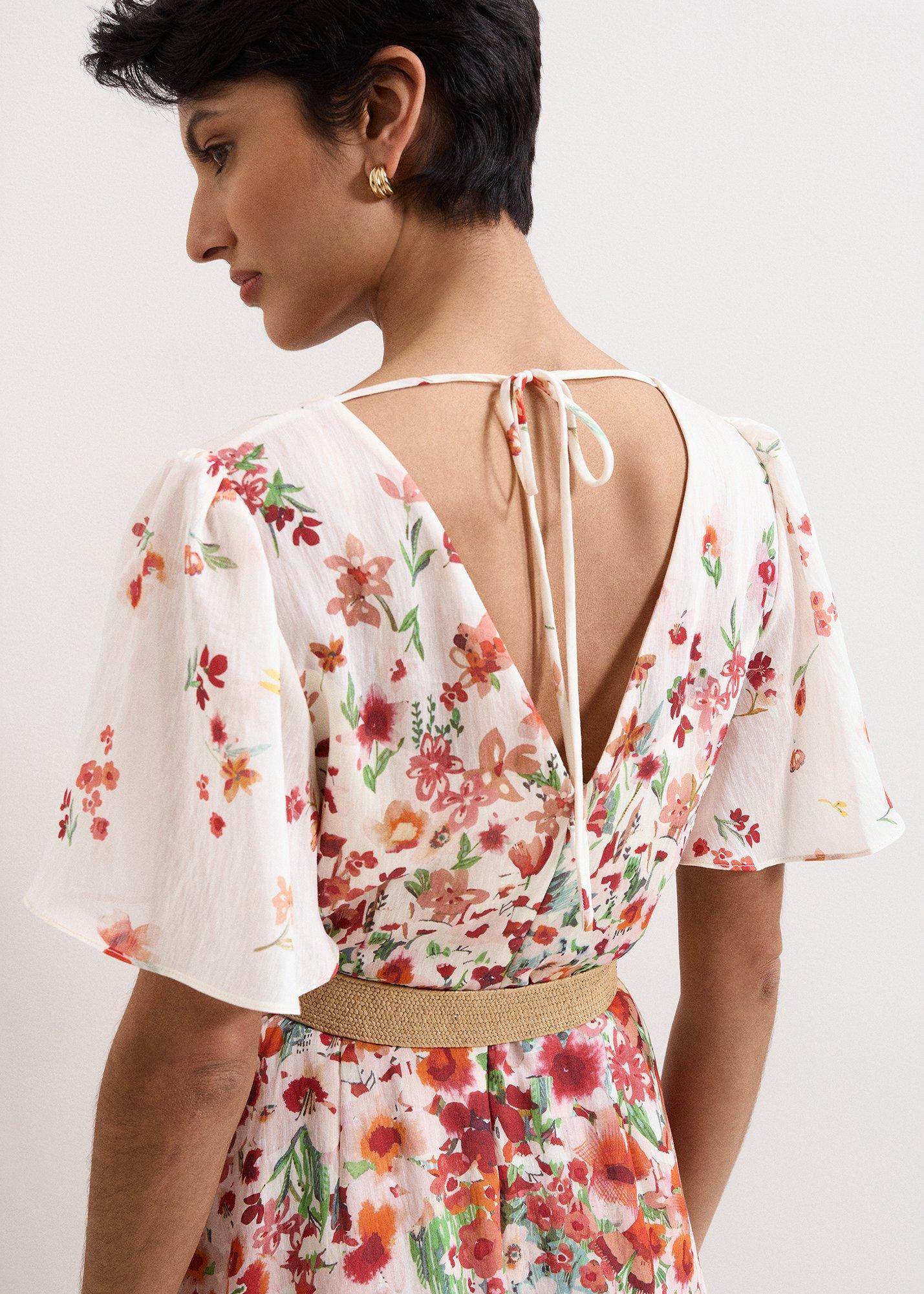 Petite Lovette Cream Floral Midi Dress