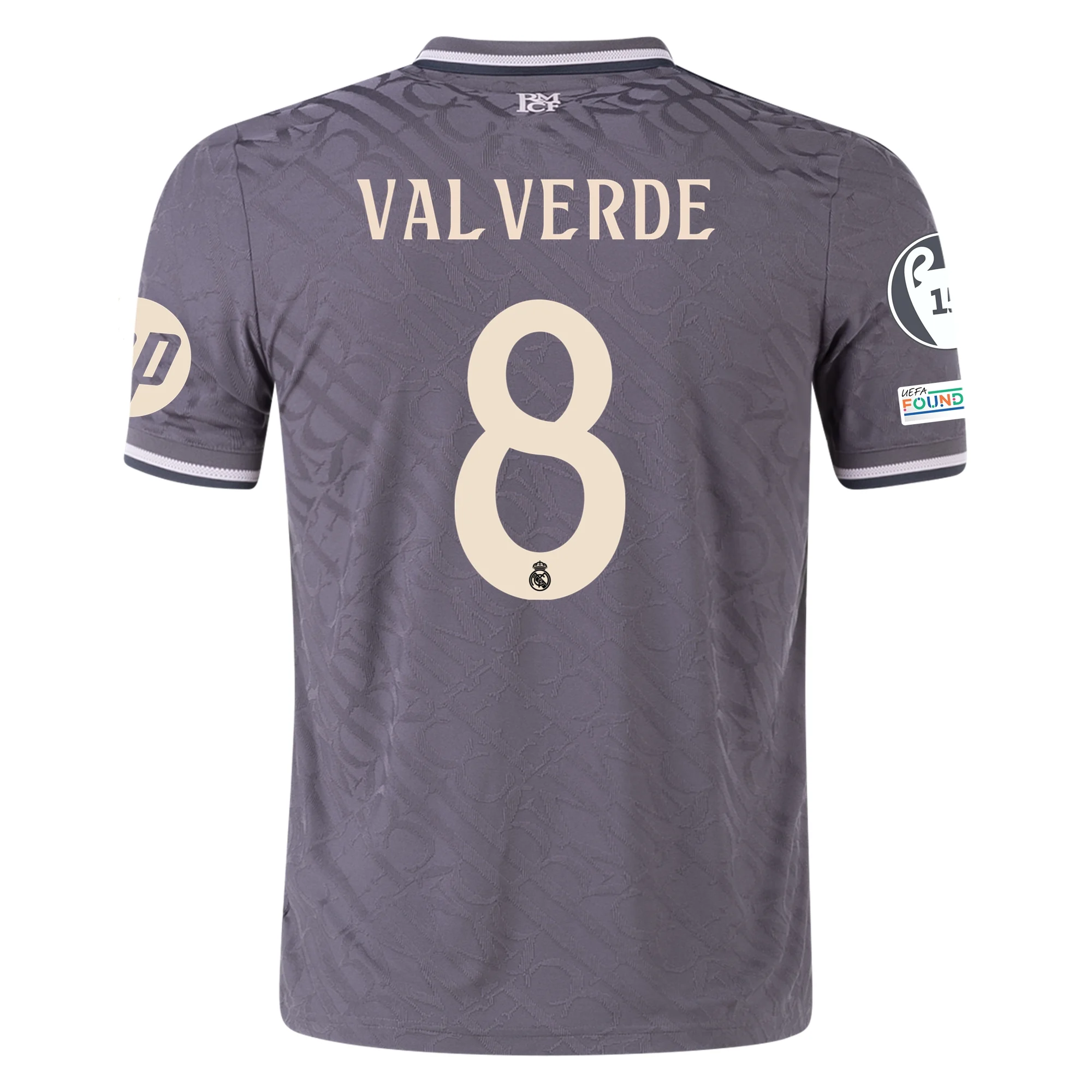 Federico Valverde Real Madrid Authentic Third Football Shirt 24/25 Champions League Charcoal