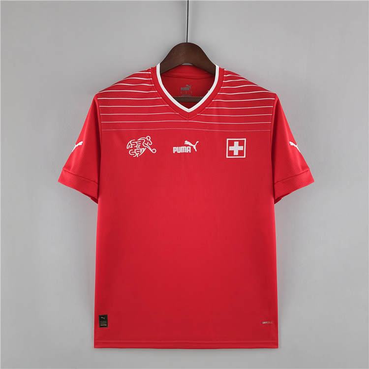 Breathable SwitzerlandSuisse World Cup 2022 Home Red Soccer Jersey