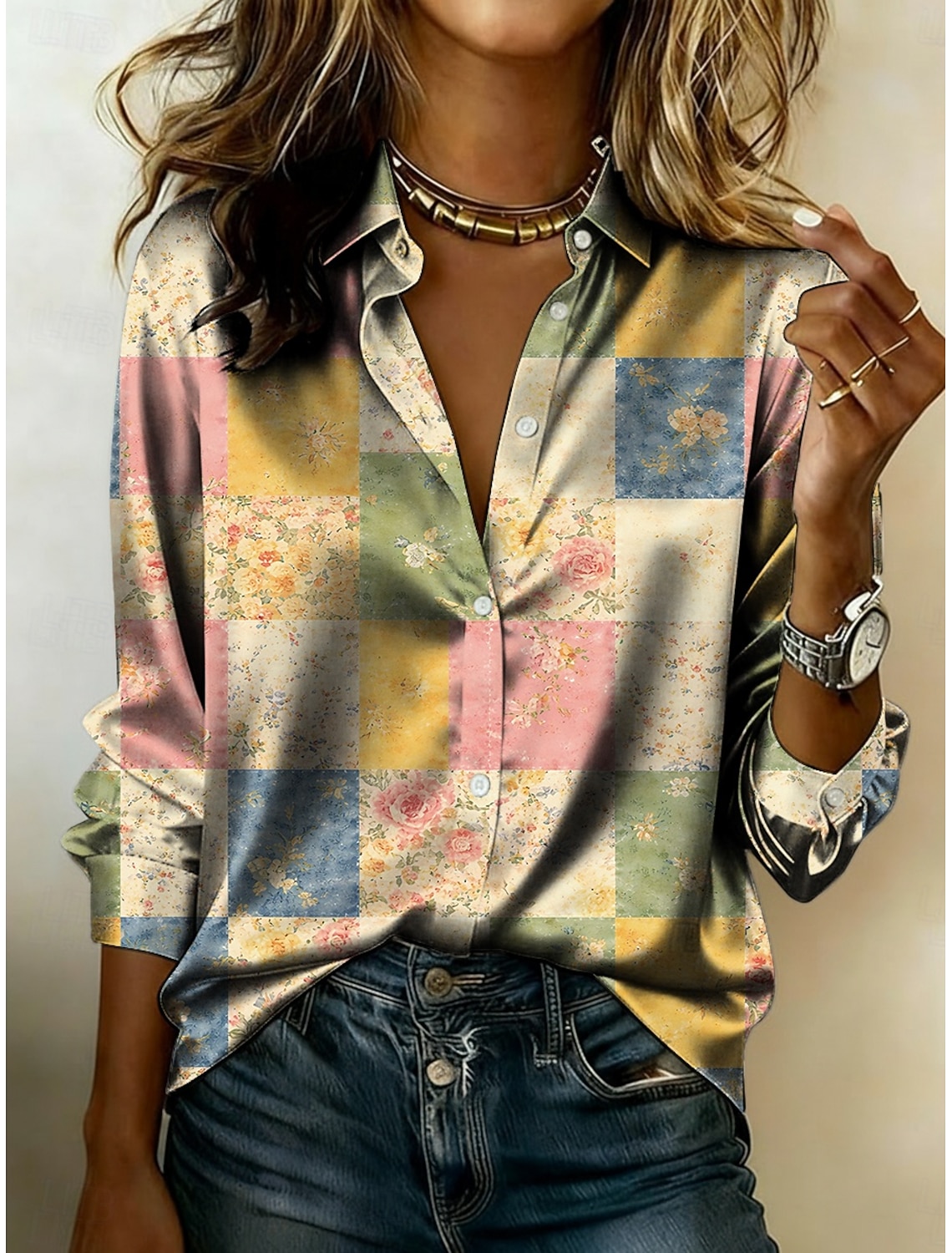 Women's Shirt Satin Shirt Print Floral Graphic Bohemia Vintage Stylish Long Sleeve Shirt Collar Regular Tops Daily Holiday Going out Black Pink Purple Summer Spring Fall