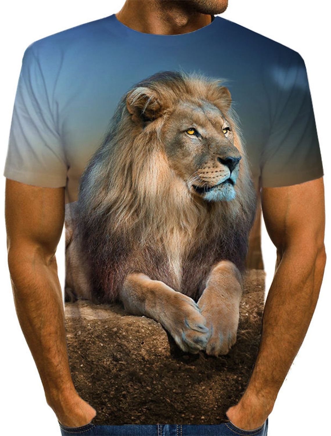 Men's Unisex Cat 3D Shirt T Tee Short Sleeve Print Crew Neck Designer