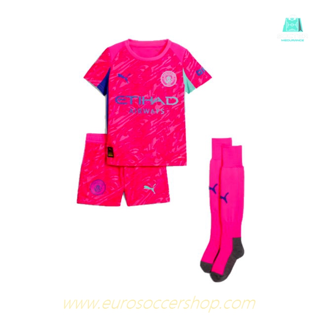 2025-2026 Man City Home Goalkeeper Mini Kit (Pink) (Your Name)