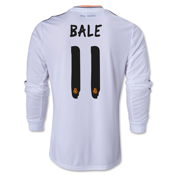 13-14 Real Madrid 11 BALE Home Long Sleeve Jersey Shirt - Official