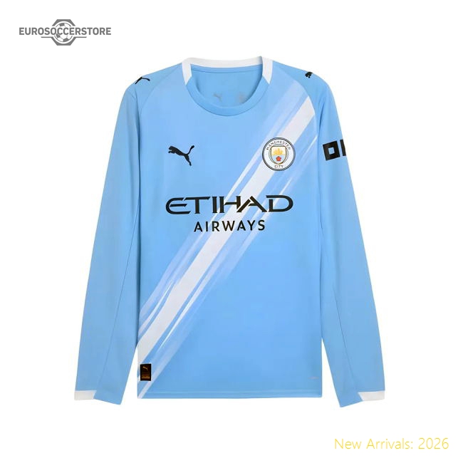 High-Quality 2025-2026 Man City Long Sleeve First Shirt