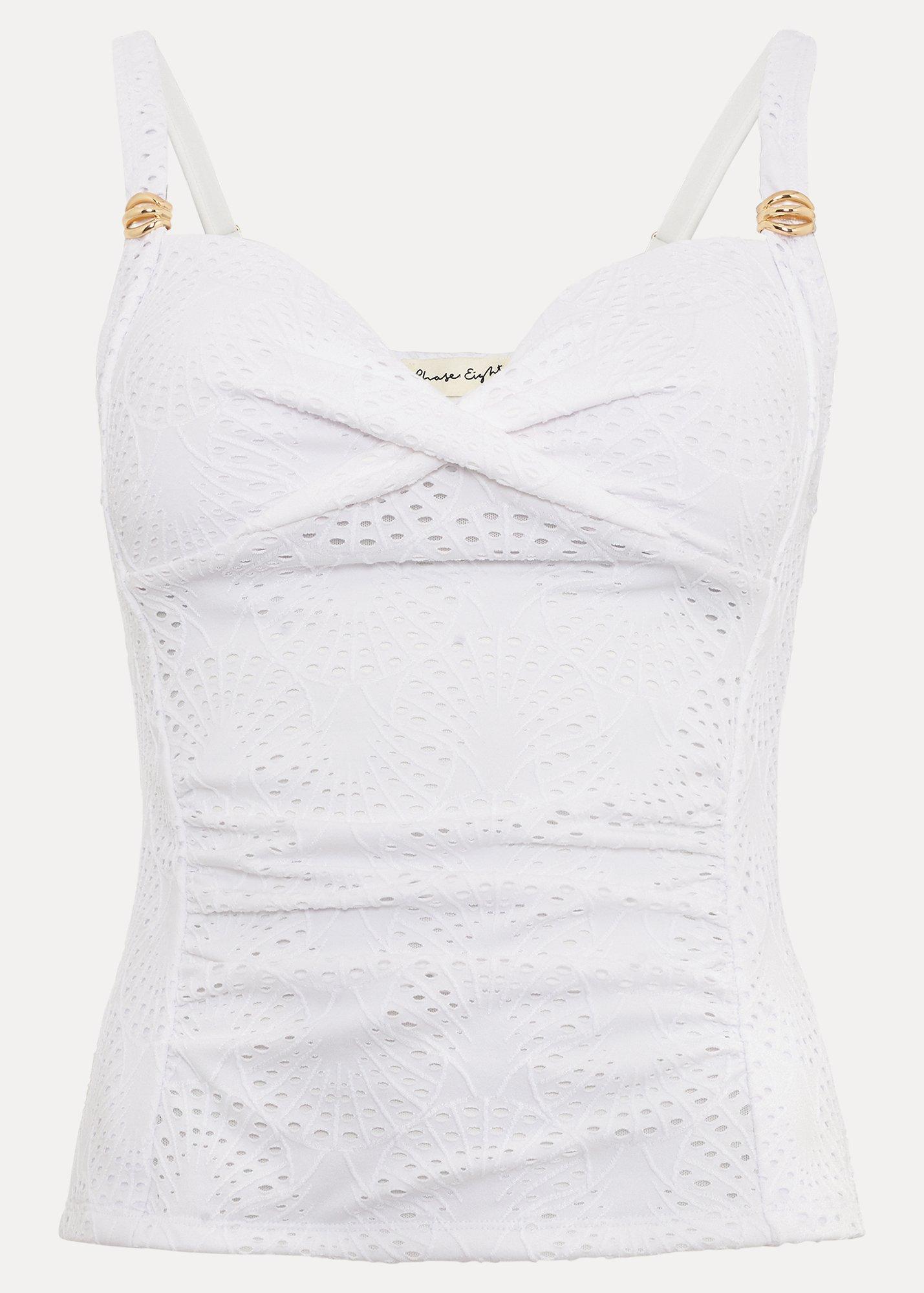 White Shell Texture Tankini Top