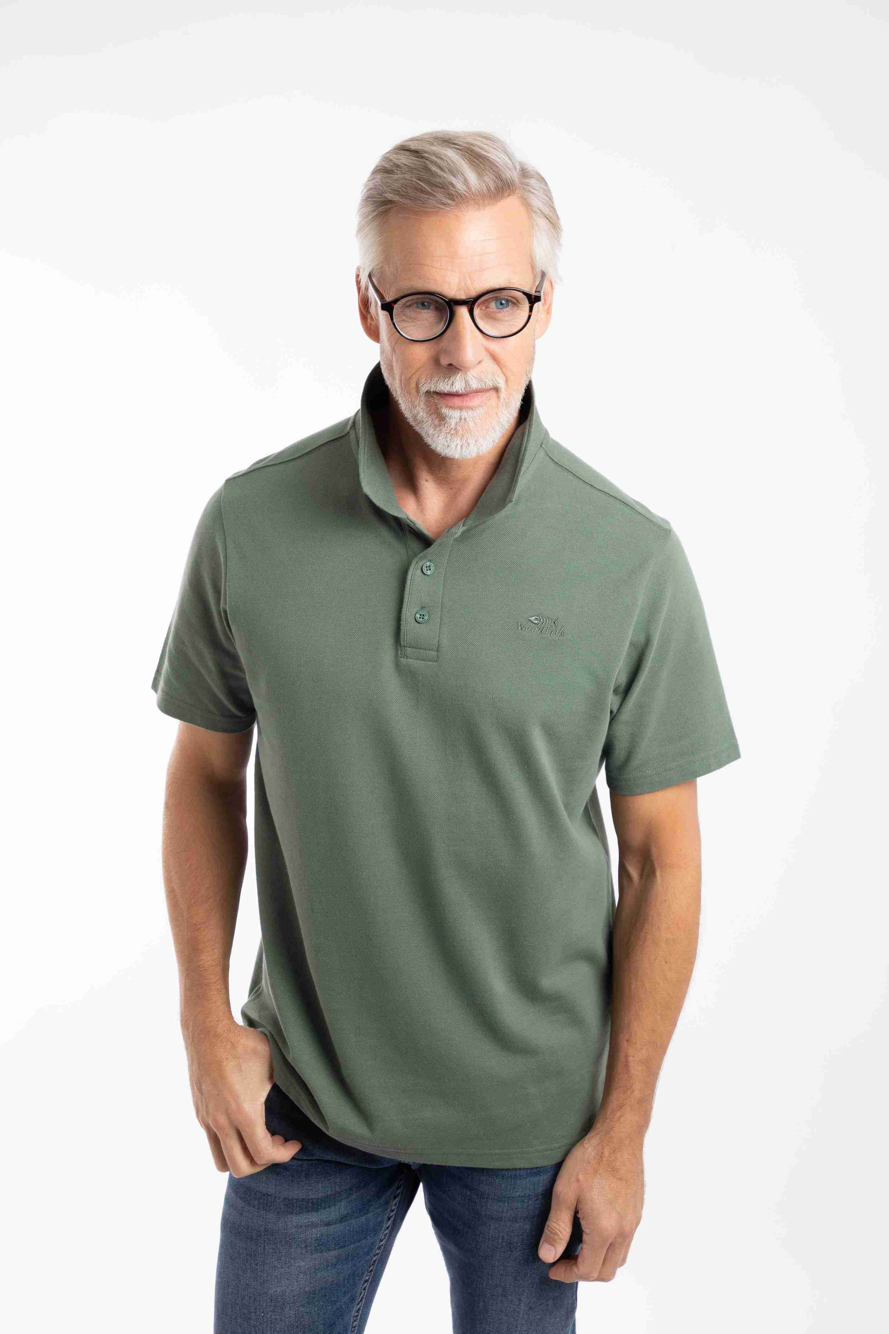 Giles Pique Polo Shirt Army Green