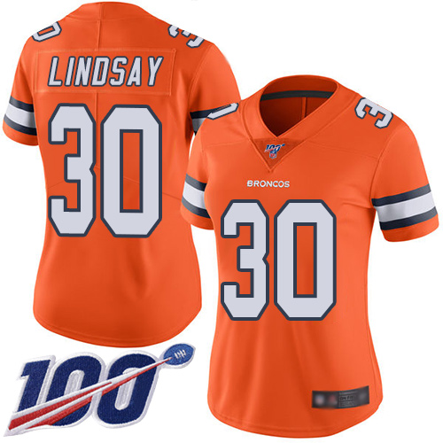 NFL D B Broncos #30 Phillip Lindsay Orange Limited Jersey - High Qu...