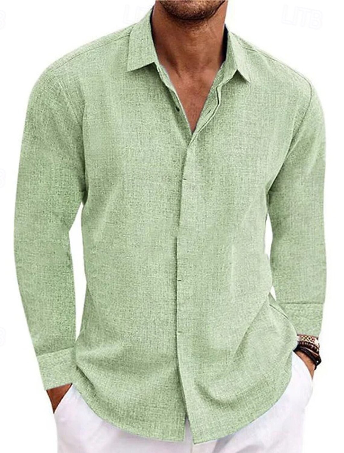 Men's Shirt Linen Summer Button Down Casual Beach Solid Color Vacation
