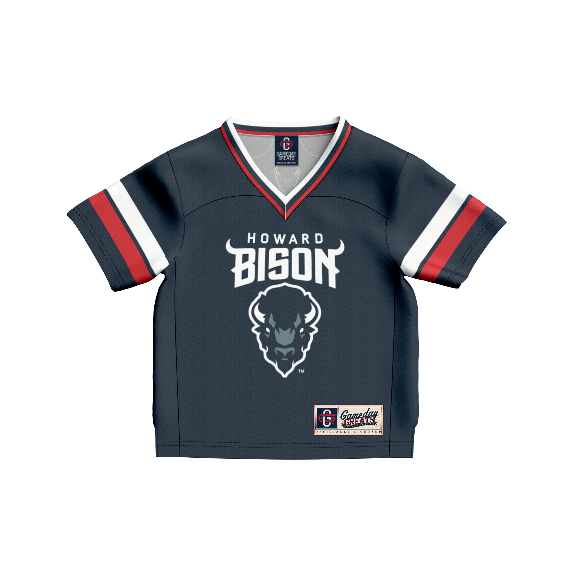 Toddler #1 Navy Howard Bison Collegiate Football Fashion Jersey