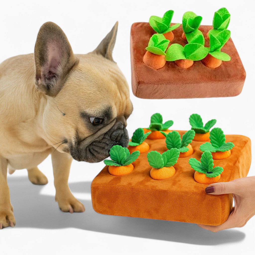SnufflePatch Frenchie Carrot Puzzle Toy – Interactive Hide Seek Enrichment Game