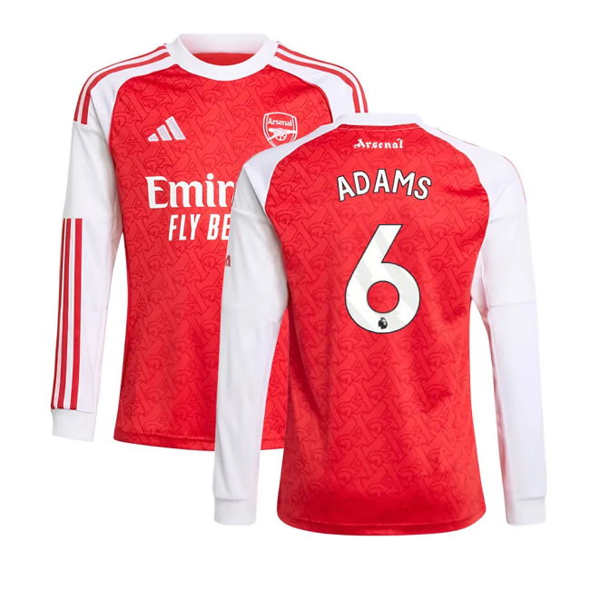 Top Tier Arsenal Arsenal Long Sleeve Home Shirt Kids Adams #6 Upda...