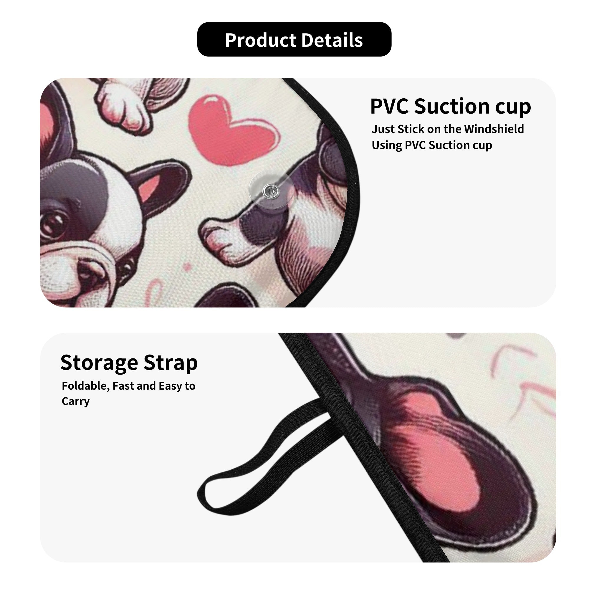 Frenchie love - Car Auto Sun Shade