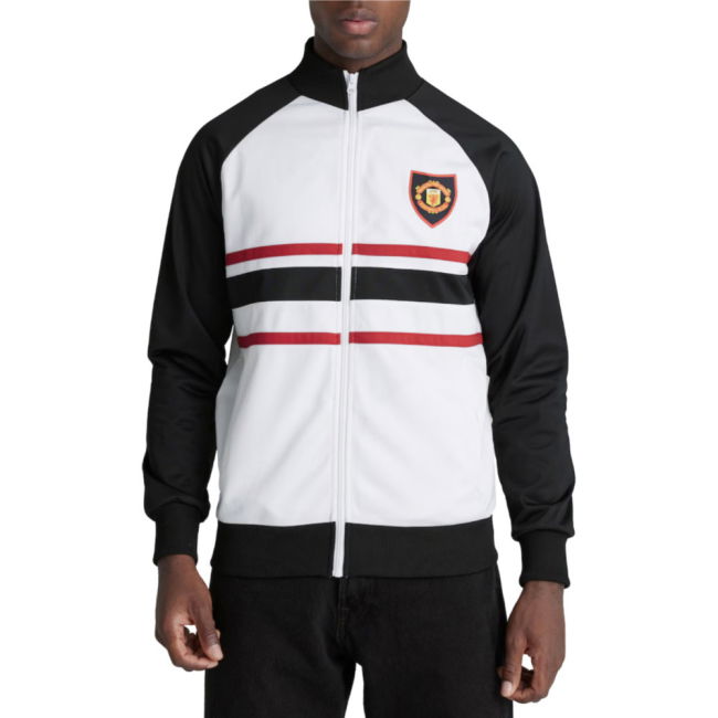 Women's Man Utd 1999 Away Inspired Retro Track Jacket (White)