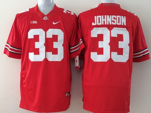Men's OSU Ohio Red 2014 official Pete Johnson #33 stitched Jersey