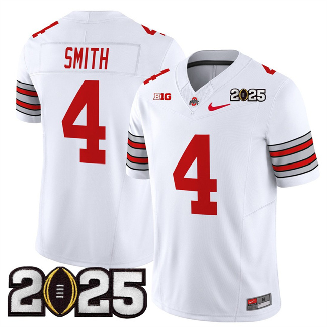Men's Ohio St Buckeyes White 2025 official licensed Jeremiah Smith #4