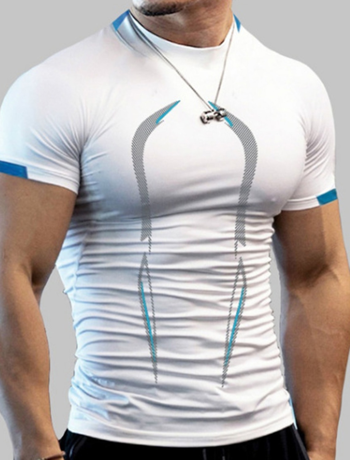 Men's Crew Neck Short Sleeve Athletic Athleisure Solid Colored White Activewear