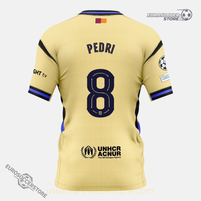 Barcelona's 25-26 Away Champions League Jersey with PEDRI 8 Printing