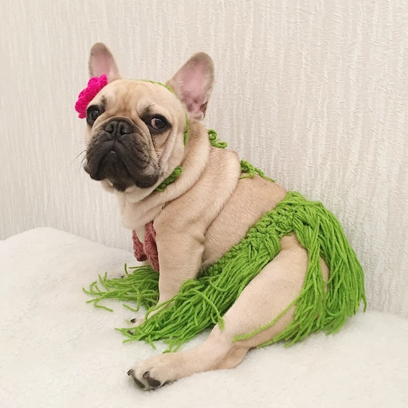 French Bulldog Leipup Frenchie Hawaiian Bikini Costume – Summer Grass
