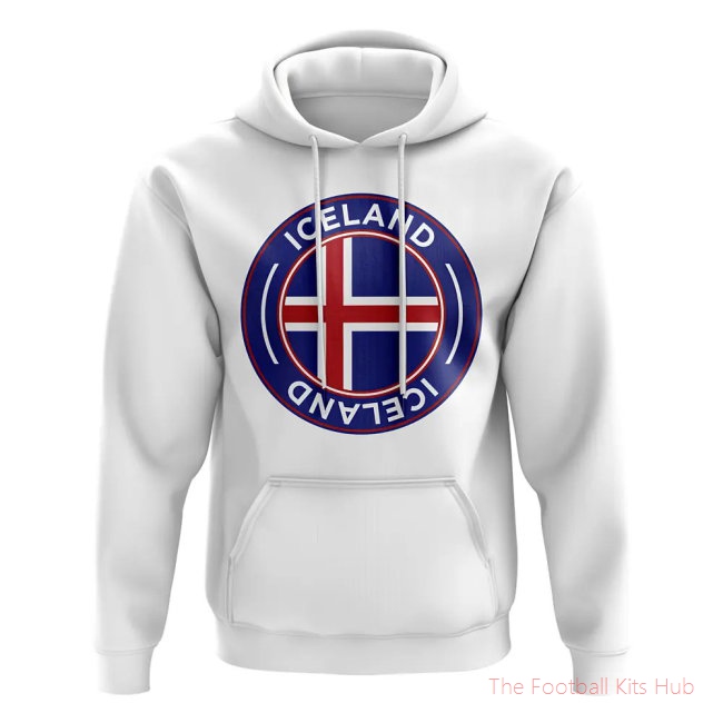 Men Iceland Football Badge Hoodie (White) UEFA Euro