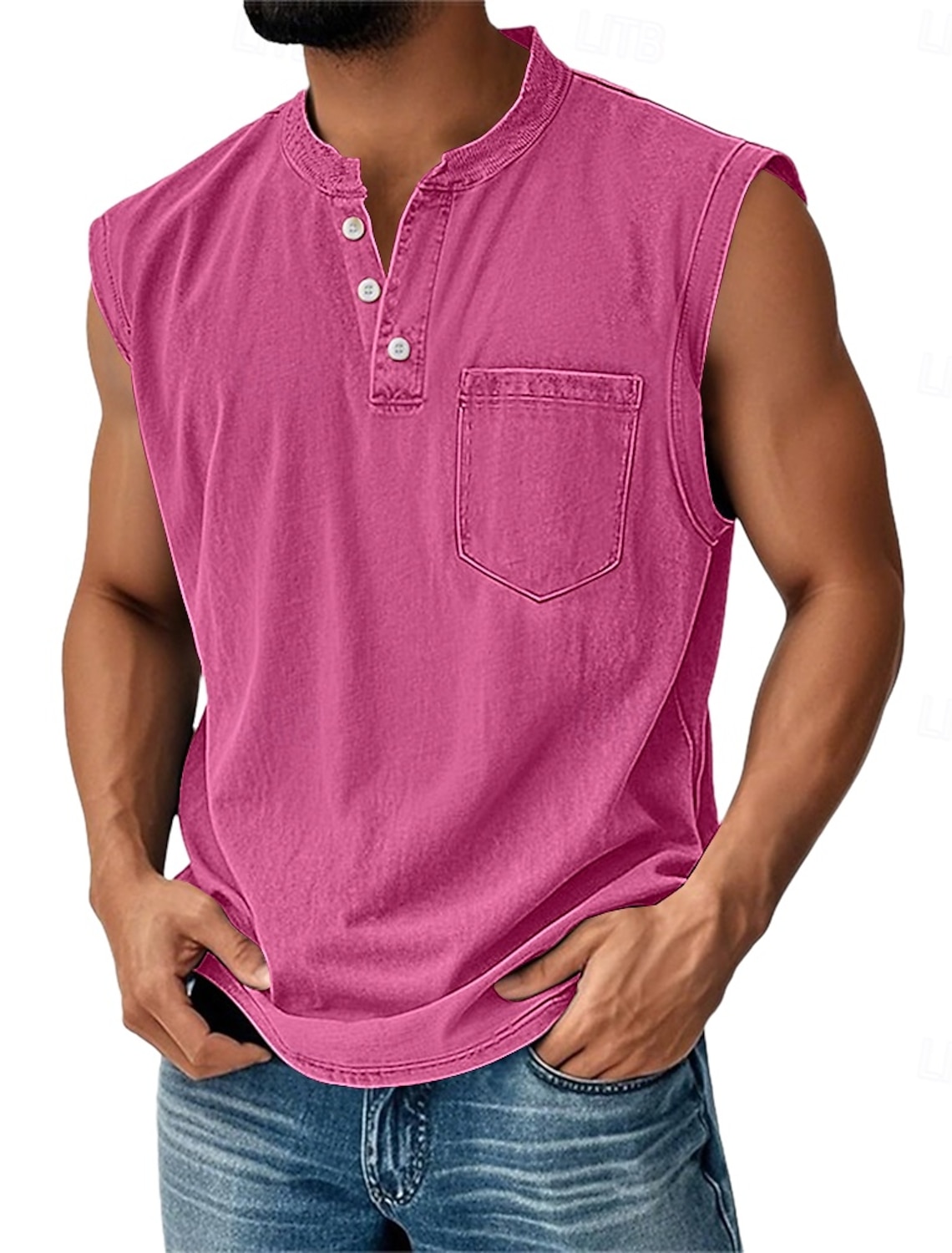 SoftFade™ Men's T Shirt Demin Shirt 100% Cotton Acid Wash Shirt Henley Top Short Sleeve Plain Vintage Streetwear Washed Raglan Sleeves Stand Collar Casual Home Street Spring Fall