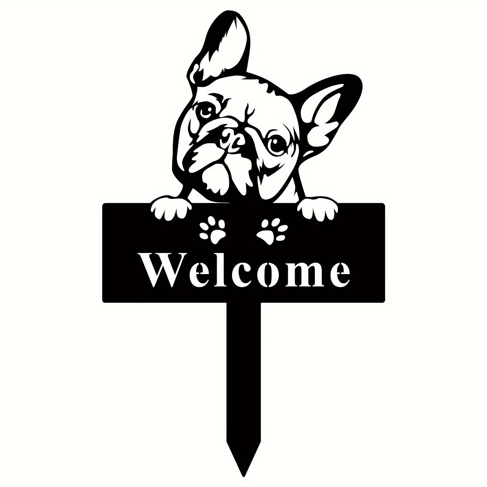 French Bulldog Welcome Metal Sign - Adorable Frenchie Home Decor