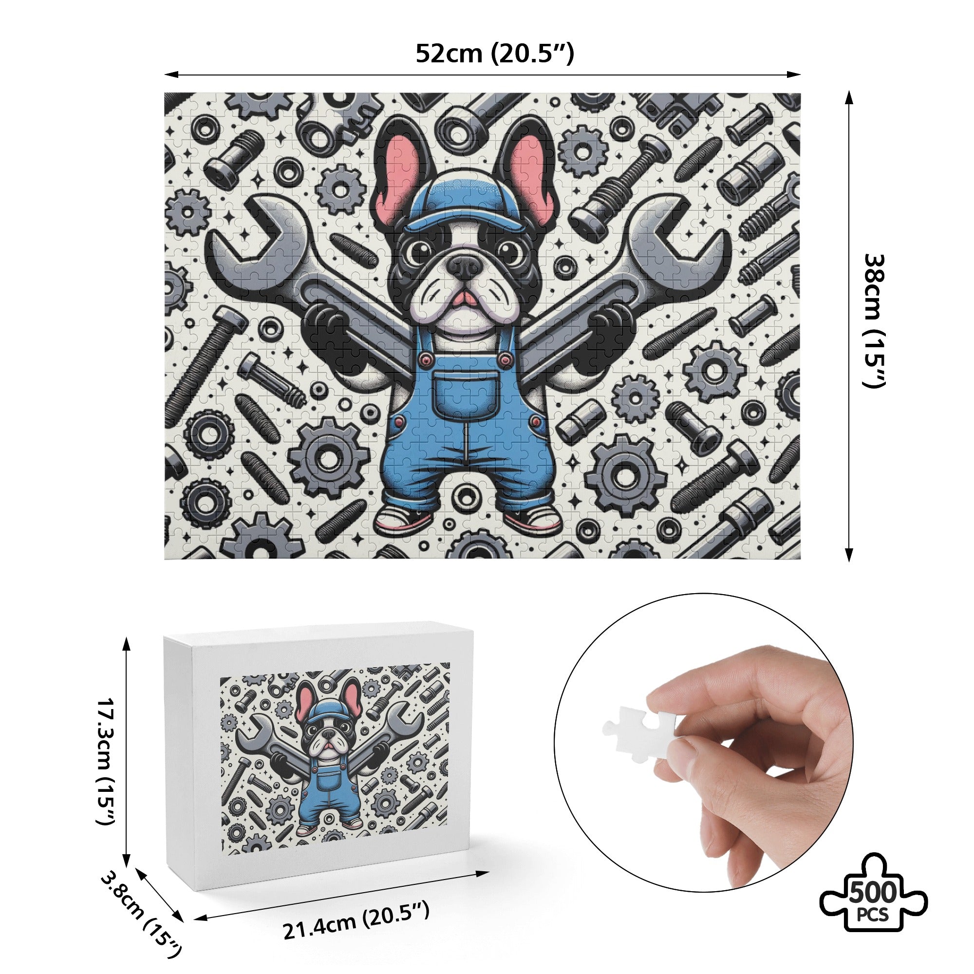 French Bulldog Juno 500 Piece Wooden Puzzle Cute Frenchie Essential