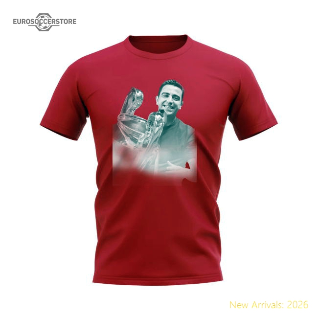 Xavi Barcelona Legend T-Shirt (Red) For Men And Women In Multiple Sizes