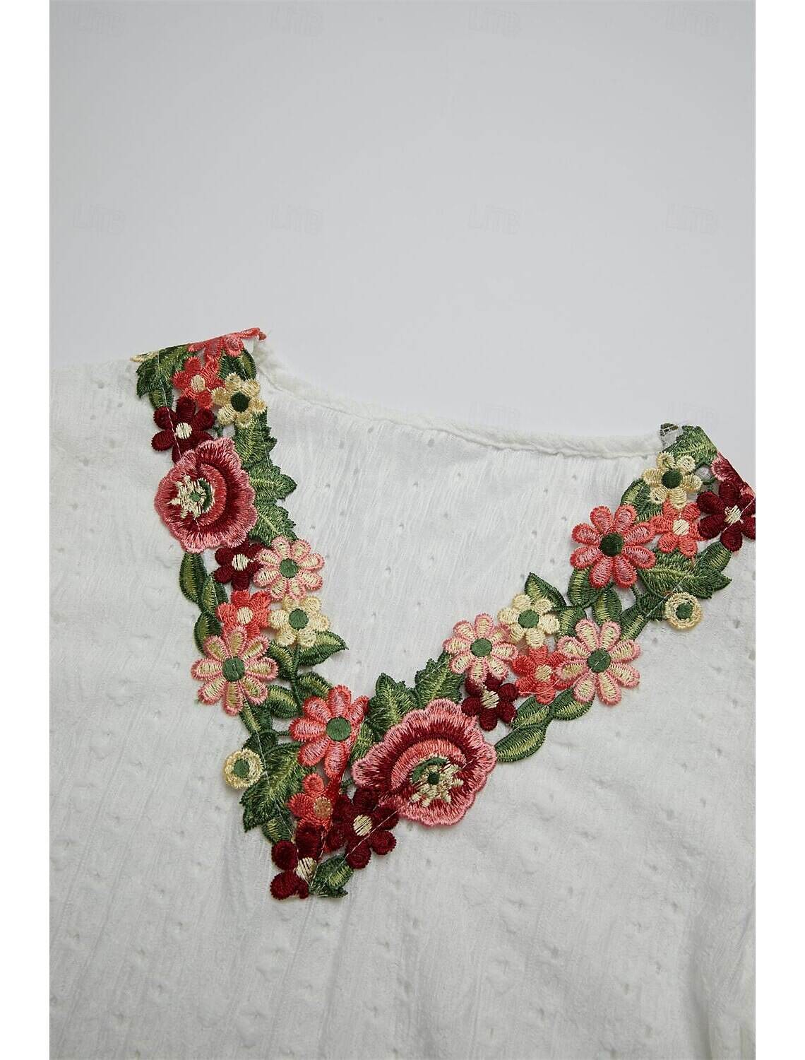 Women's Elegant Lace Tops Eyelet Blouse Floral Embroidery V-Neck Half Sleeve Summer Casual Outdoor Everyday Wear Romantic Petite Tops Summer Holiday Wear