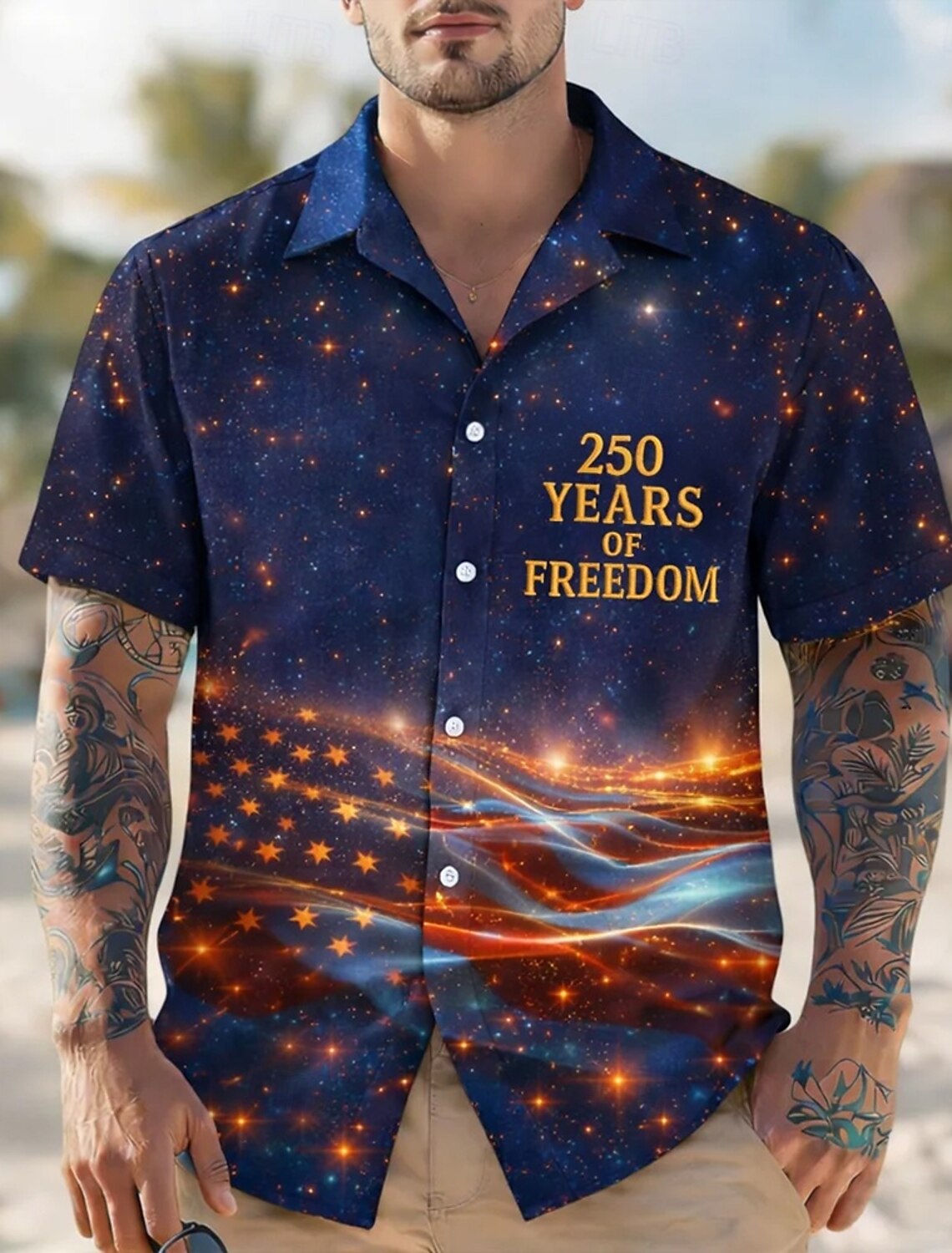 Independence Day Men's American US Flag Patriotic Fireworks Shirt Summer Shirt Button Up Shirt Short Sleeve Fashion Casual Holiday Summer Spring Turndown 3D Print Collared