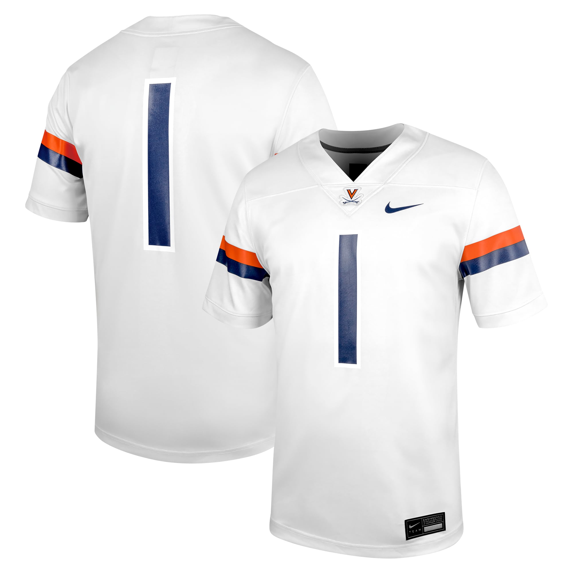 Men's #1 White Virginia Cavaliers Football Jersey