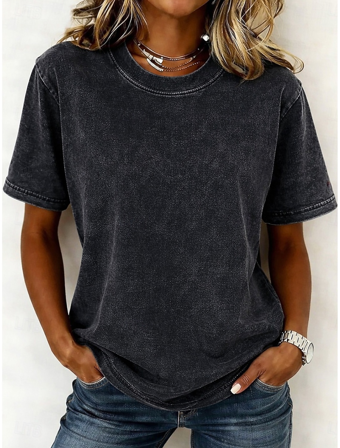 Women's 100% Cotton T-Shirts - Quality Vintage Short Sleeve Crew Neck Tee
